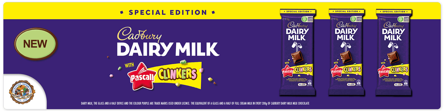 Cadbury Dairy Milk Block with Pascall Clinkers